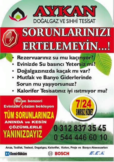aykan doğalgaz sıhhi tesisat çubuk akyurt saray aykan doğalgaz sıhhi tesisat çubuk akyurt saray