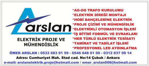   Arslan Elektrik  ag og trafo kurulumu Proje Topraklama Hobi Bahçesi Çubuk