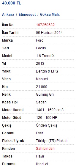  satılık ford focus öğretmenden